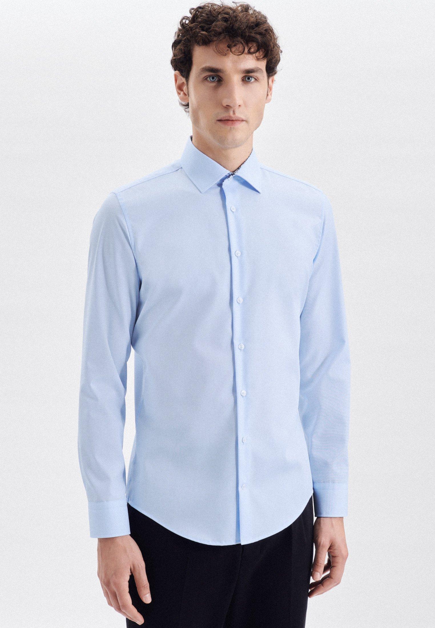 Seidensticker Business Hemd Shaped Fit Langarm Uni  Blau