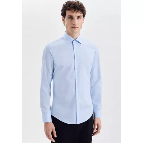 Seidensticker Business Hemd Shaped Fit Langarm Uni  Blau