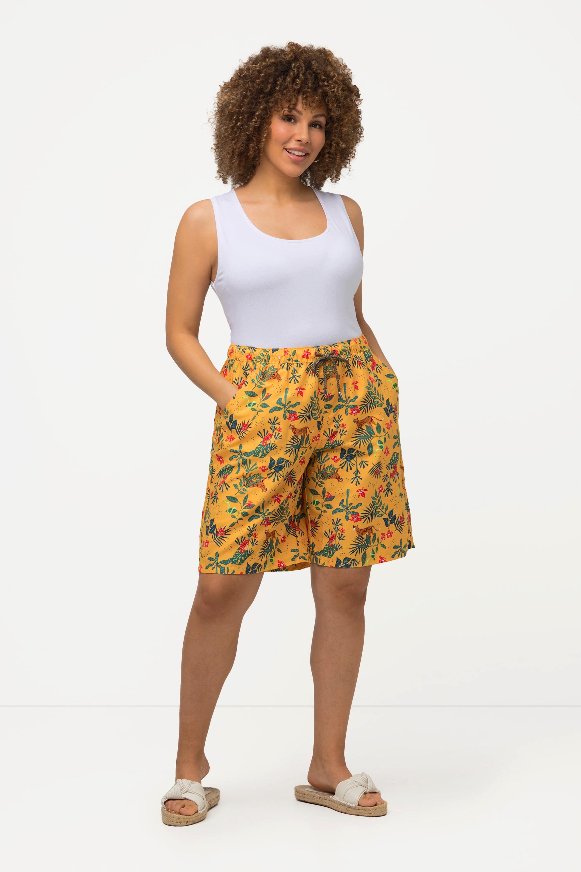 Ulla Popken  Hybrid-Shorts, Tropical, Mikrofaser 