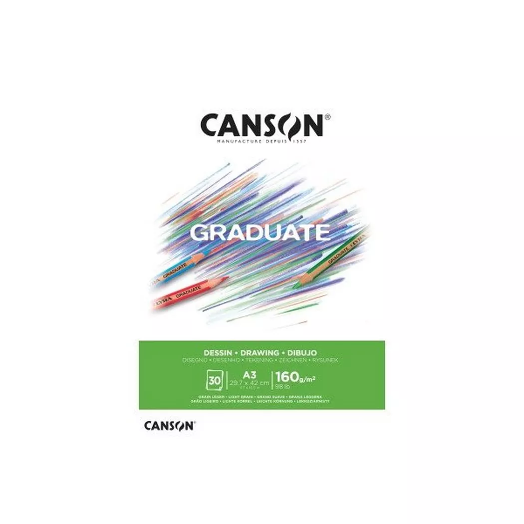 CANSON -  Zeichenblock Graduate A3 400110366 30 Blatt, Zeichnen, 160g, 1 Stück