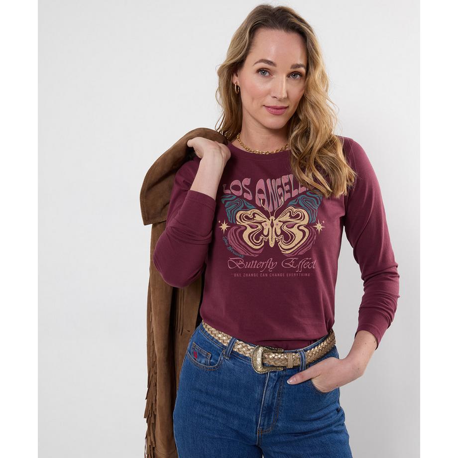 Joe Browns Langarm-T-Shirt mit Schmetterlings-Print  