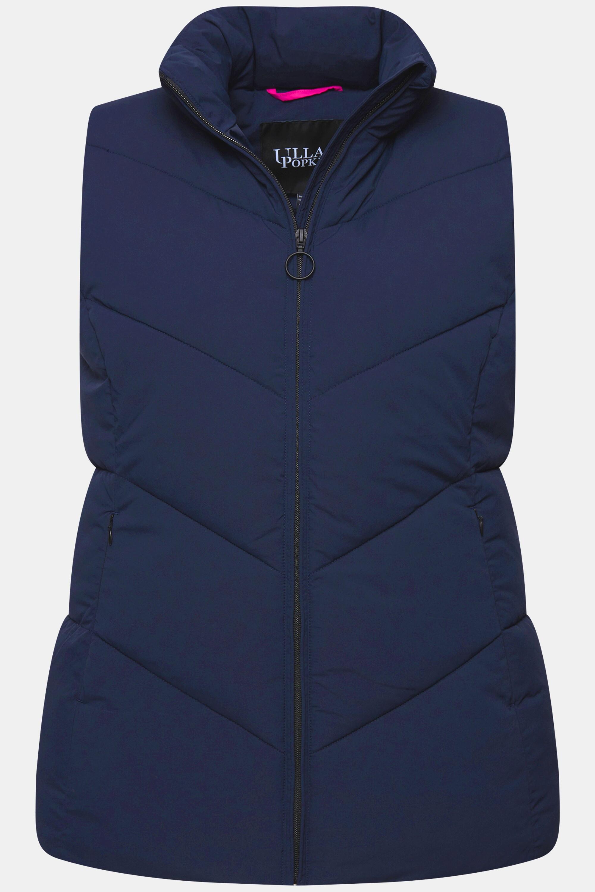 Ulla Popken  Gilet trapuntato e smanicato con colletto alto e tasche con cerniera 