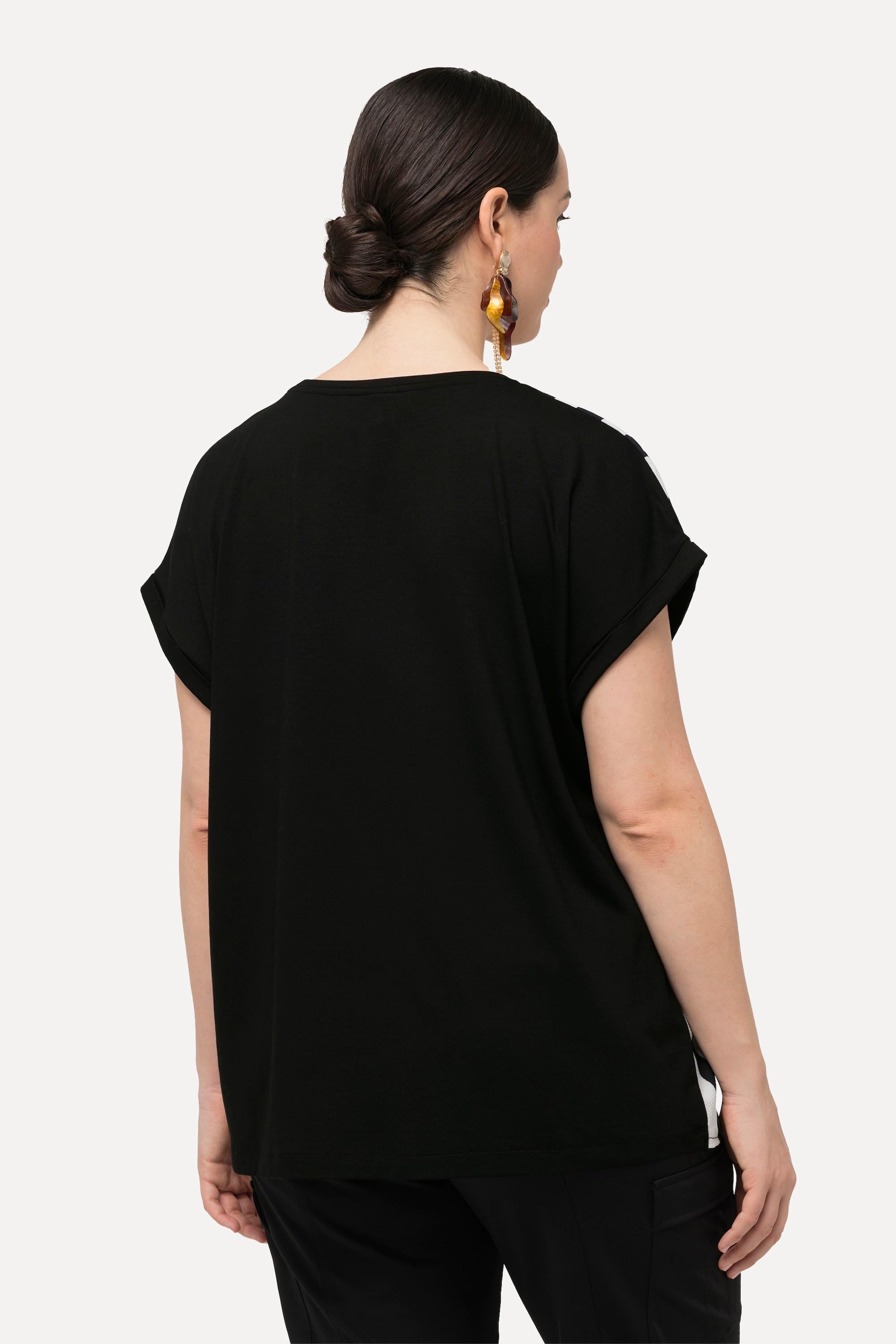 Ulla Popken  T-Shirt, Wellenmuster, Oversized, Rundhals, Halbarm 