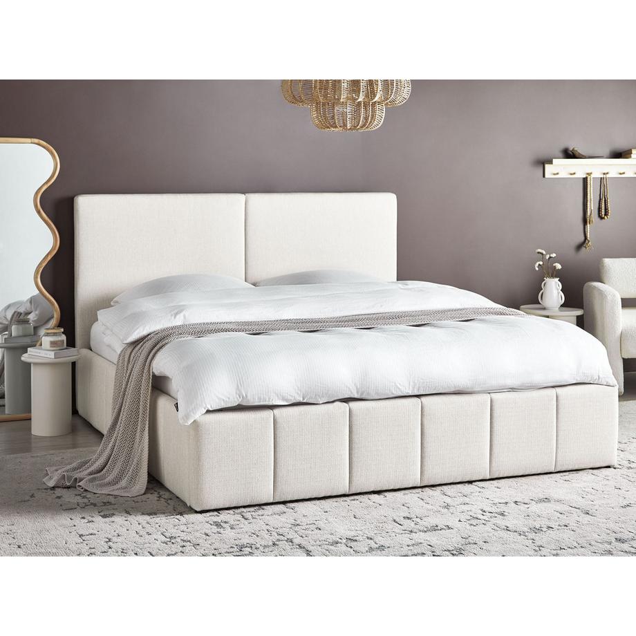 Beliani Bett mit Stauraum aus Stoff Modern CASTELNAVET  