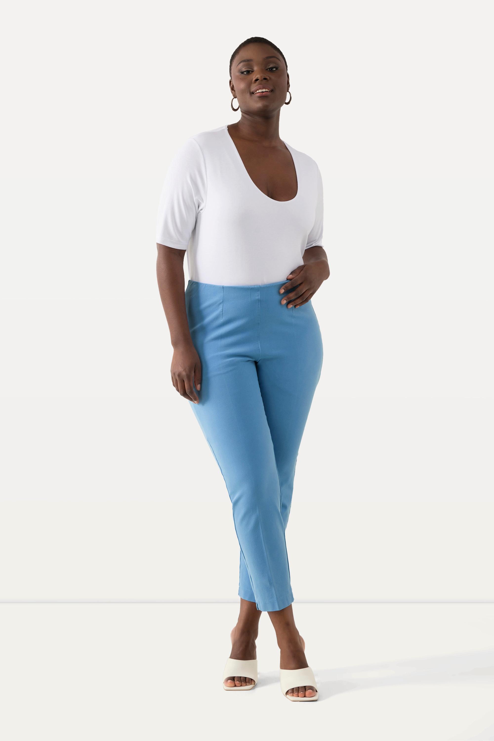 Ulla Popken  Pantalon 7/8, passepoil, taille élastique, jambe slim 