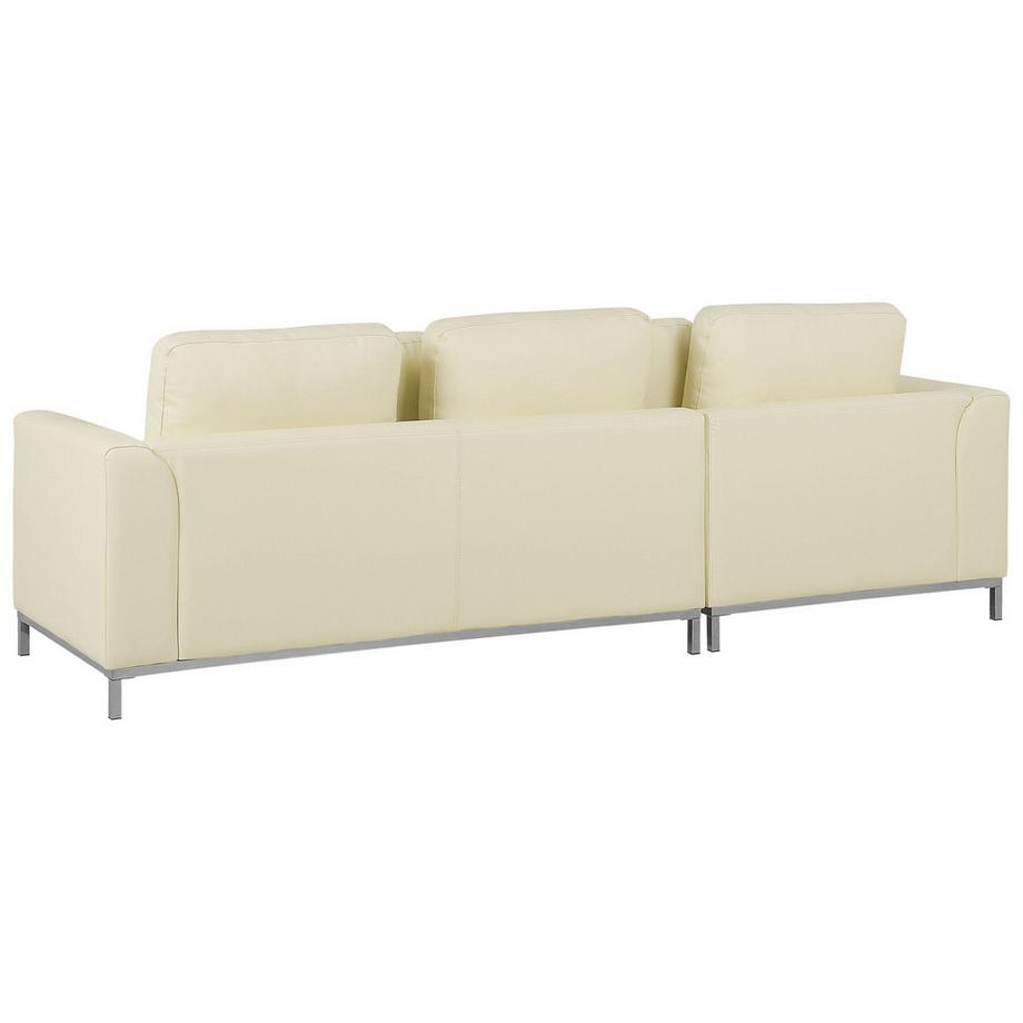 Beliani Canapé d\'angle côté droit avec ottoman en Cuir Glamour OSLO  