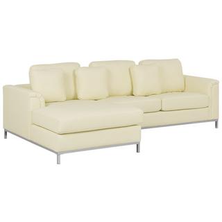 Beliani Canapé d'angle côté droit avec ottoman en Cuir Glamour OSLO  