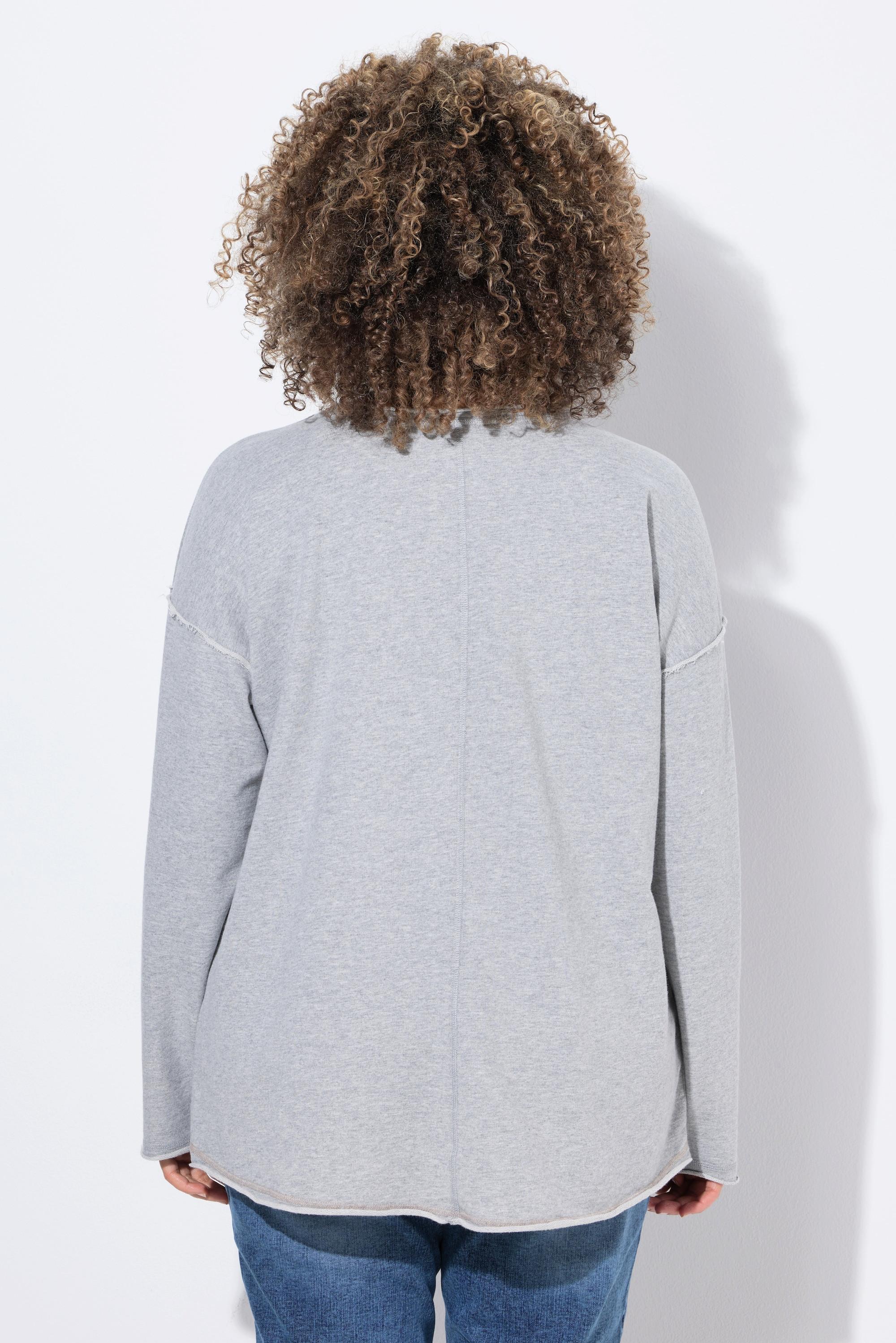 Ulla Popken Sweat-shirt oversize col en V manches longues avec motif nœud  