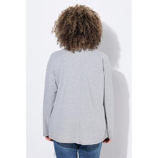 Ulla Popken Sweat-shirt oversize col en V manches longues avec motif nœud  