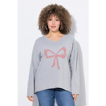 Sweat-shirt oversize, motif grand nœud, manches longues et col en V