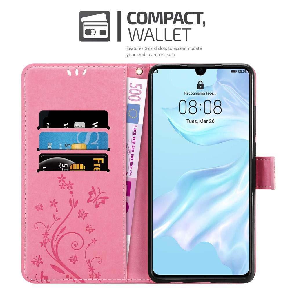 Cadorabo  Hülle für Huawei P30 Blumen Design Magnetverschluss 