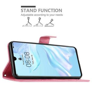 Cadorabo  Housse compatible avec Huawei P30 - Coque de protection au design floral avec fermeture magnétique, fonction de support et emplacements pour cartes 