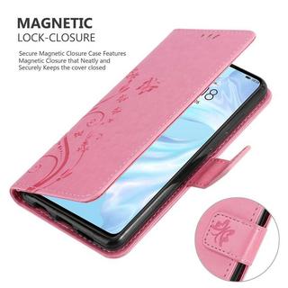 Cadorabo  Housse compatible avec Huawei P30 - Coque de protection au design floral avec fermeture magnétique, fonction de support et emplacements pour cartes 