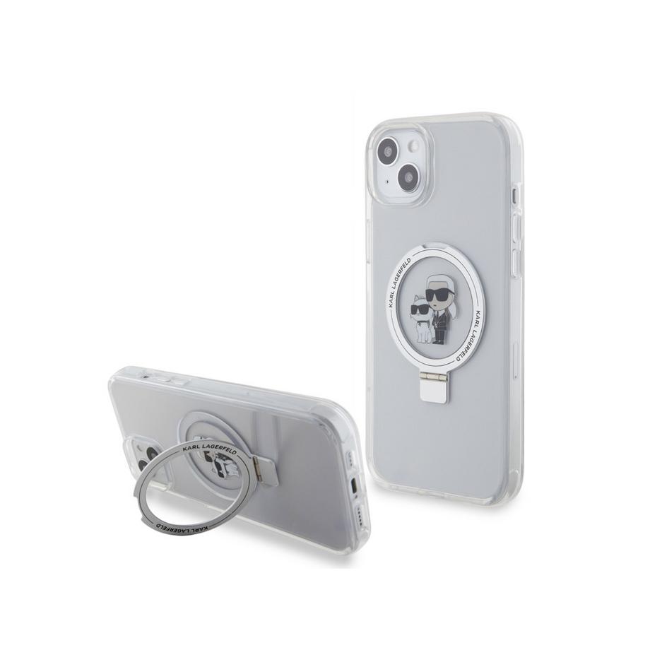 KARL LAGERFELD  Hülle iPhone 15 Stand Karl und Choupette 