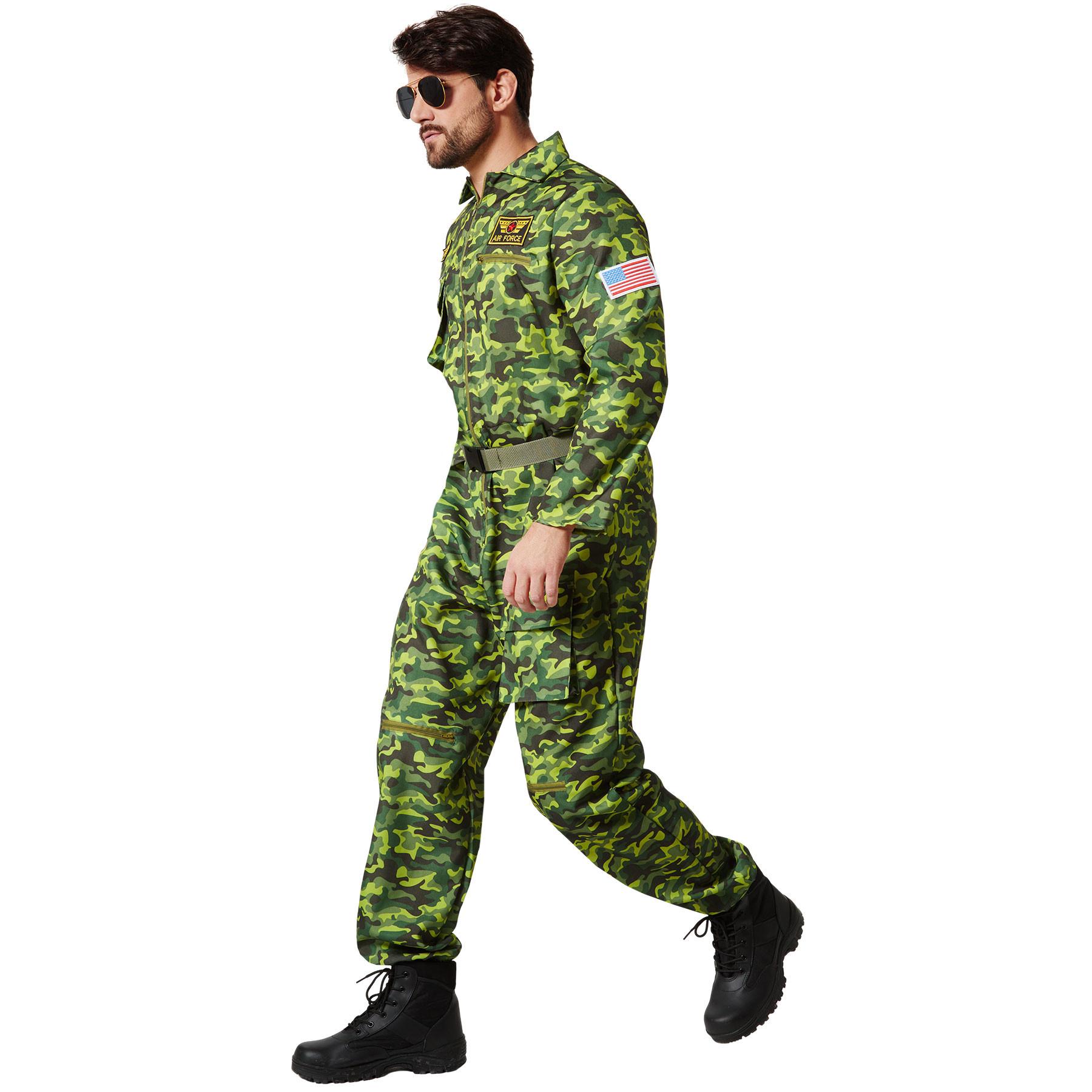 Tectake  Déguisement camouflage pilote d'armée de l'air pour homme 