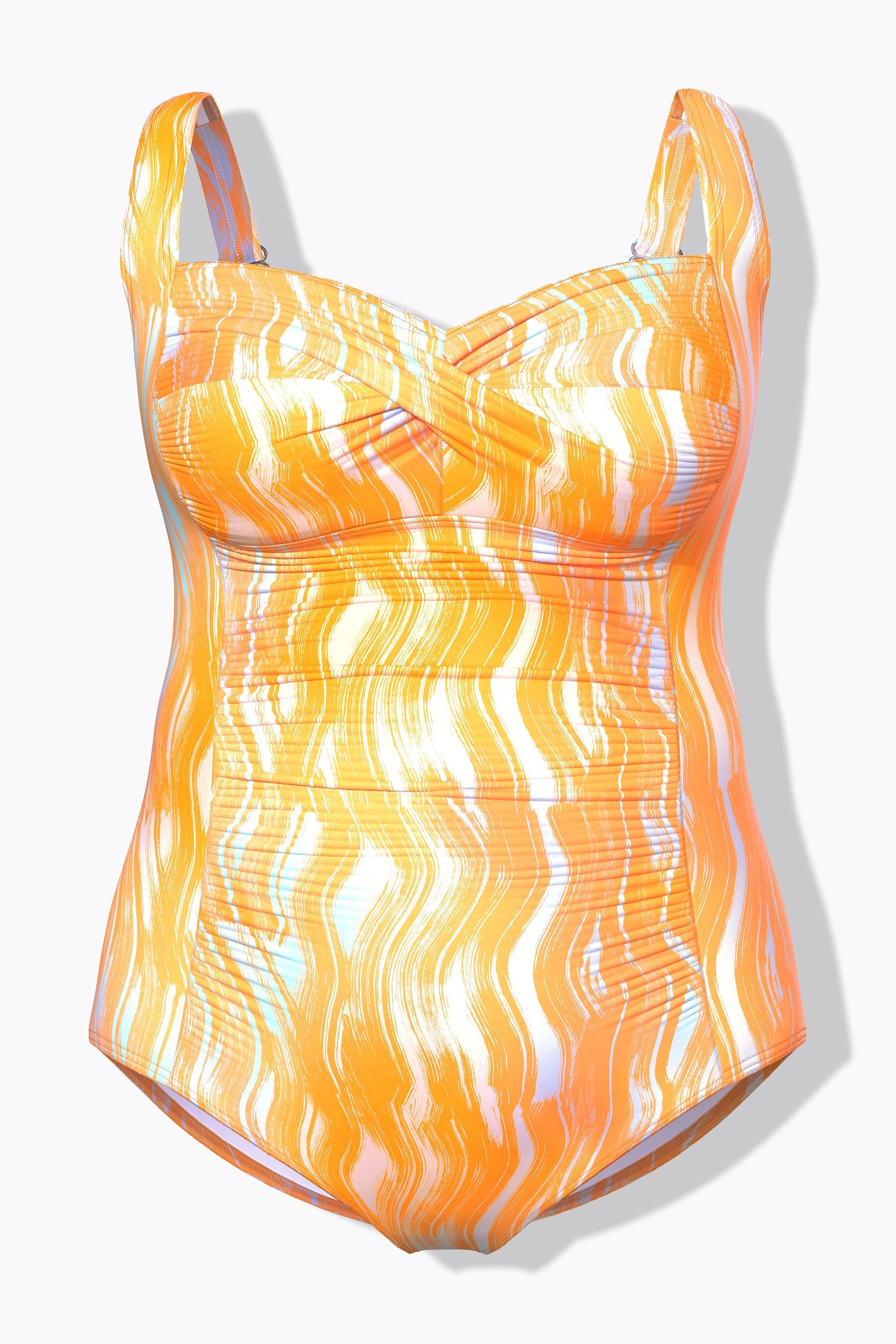 Ulla Popken Costume da bagno drappeggiato con coppe morbide e spalline regolabili  