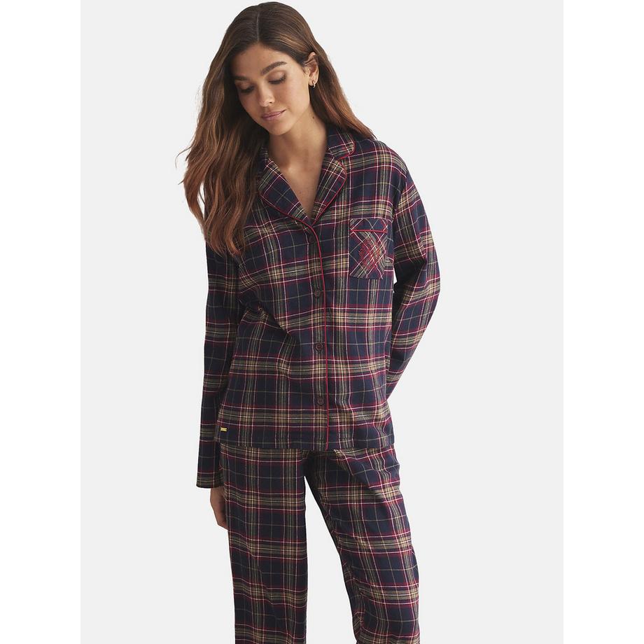 Selmark Plaid Pyjama Chemise et Pantalon Manches Longues  