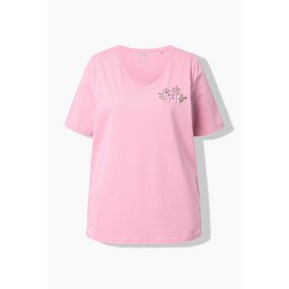 Ulla Popken Maglia del pigiama Scollo a V Mezze Maniche Cotone Biologico  