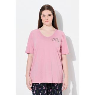 Ulla Popken Maglia del pigiama Scollo a V Mezze Maniche Cotone Biologico  