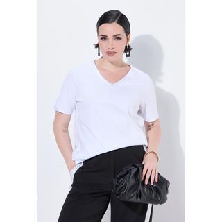 Ulla Popken Maglietta Jersey Costine Bordo Raso Slim Fit Scollo a V  