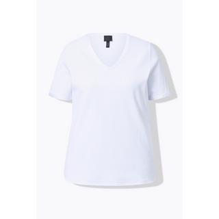 Ulla Popken Maglietta Jersey Costine Bordo Raso Slim Fit Scollo a V  