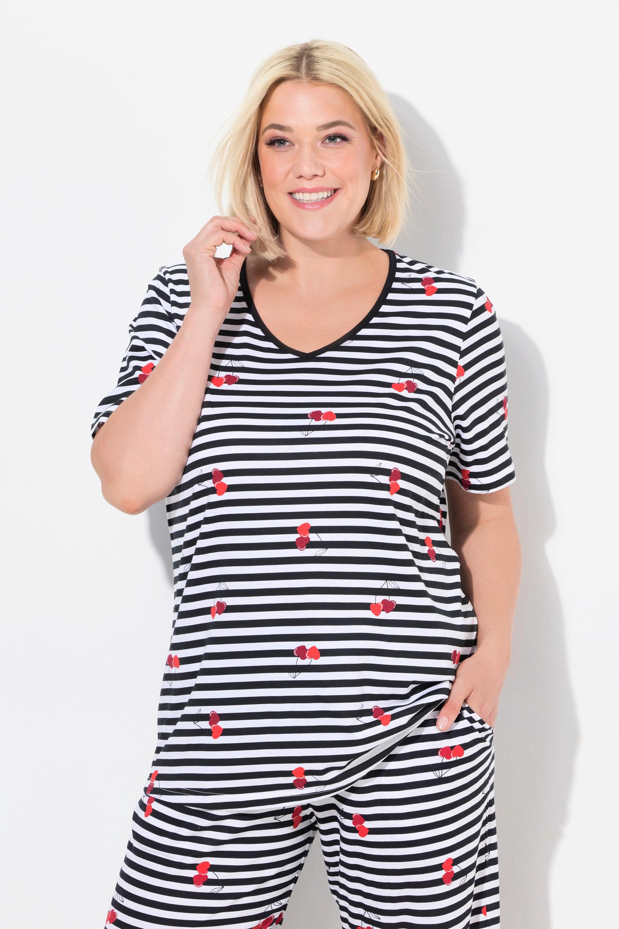 Ulla Popken Maglia pigiama Cuori Mezza Manica  