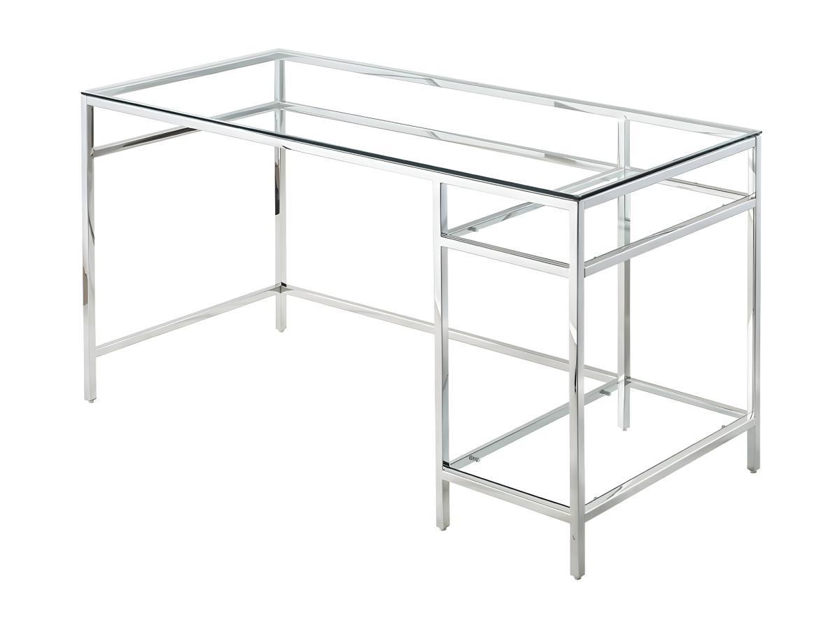 Vente-unique Schreibtisch mit 2 Ablagen Glas Stahl Silberfarbe TIZIO  