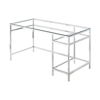 Vente-unique Schreibtisch mit 2 Ablagen Glas Stahl Silberfarbe TIZIO  