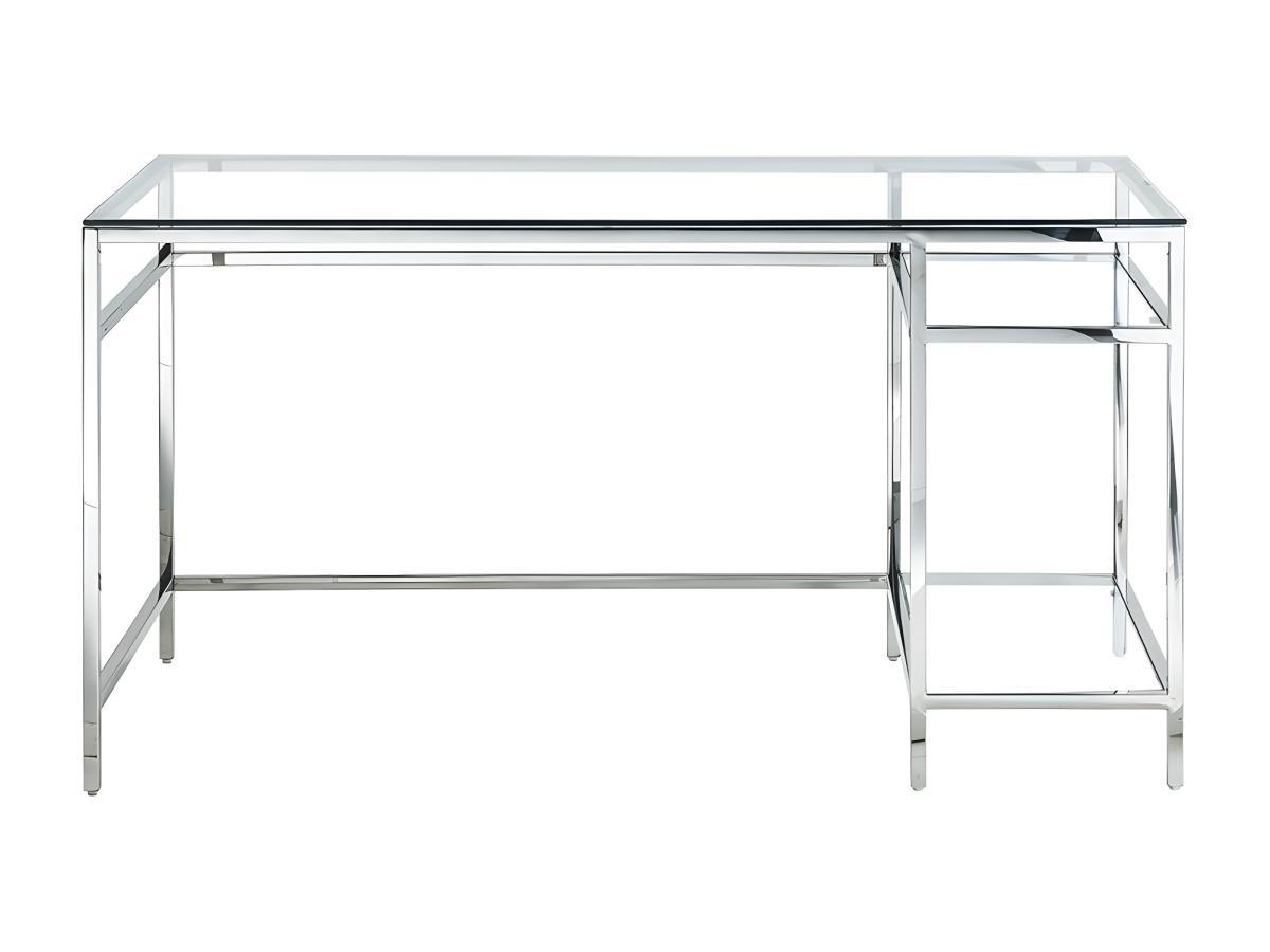 Vente-unique Schreibtisch mit 2 Ablagen Glas Stahl Silberfarbe TIZIO  