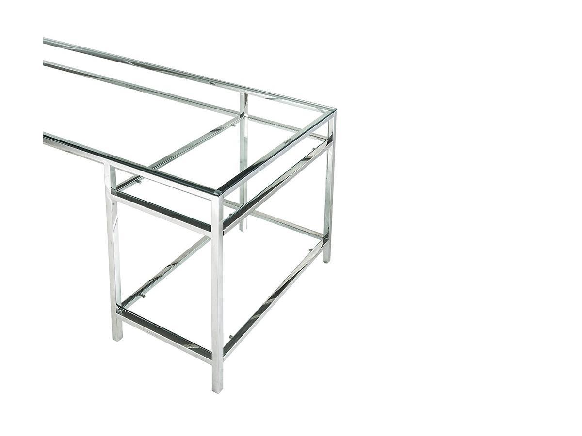 Vente-unique Schreibtisch mit 2 Ablagen Glas Stahl Silberfarbe TIZIO  