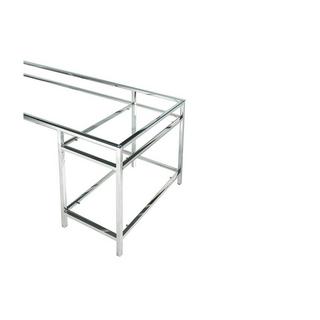 Vente-unique Schreibtisch mit 2 Ablagen Glas Stahl Silberfarbe TIZIO  