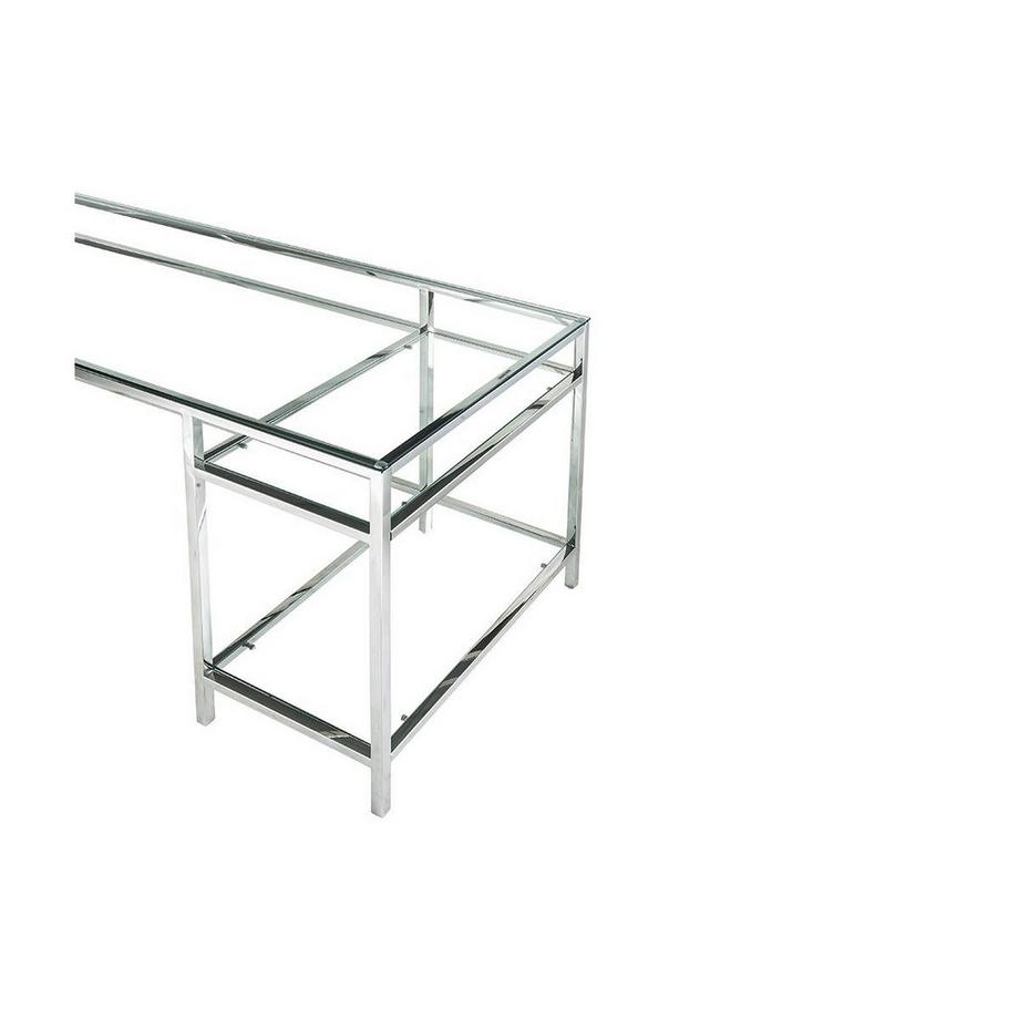 Vente-unique Schreibtisch mit 2 Ablagen Glas Stahl Silberfarbe TIZIO  