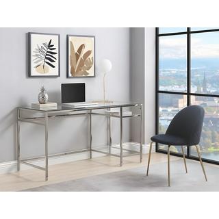 Vente-unique Schreibtisch mit 2 Ablagen Glas Stahl Silberfarbe TIZIO  