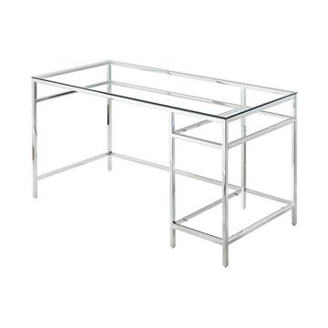 Schreibtisch mit 2 Ablagen Glas Stahl Silberfarbe TIZIO