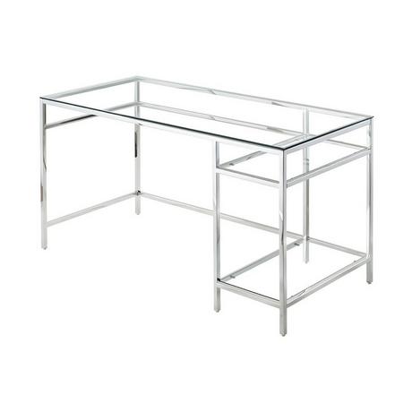Vente-unique Schreibtisch mit 2 Ablagen Glas Stahl Silberfarbe TIZIO  