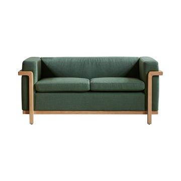 Sofa aus massivem Eichenholz und Stoff Dark green ,2-Sitzer Cobbelwood