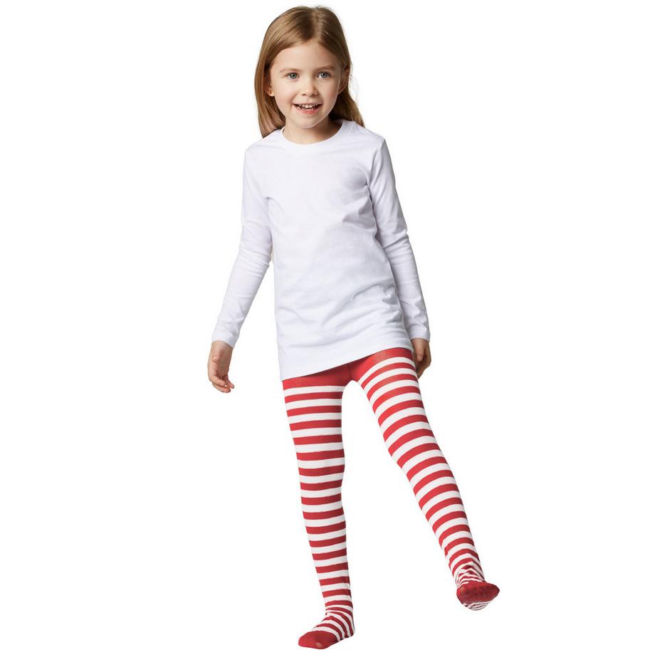 Tectake  Collants à rayures pour enfants rouge-blanc 