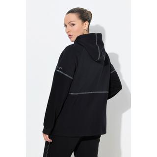 Ulla Popken Giacca di felpa con laccetti ad alta visibilità cappuccio metà in ottoman  