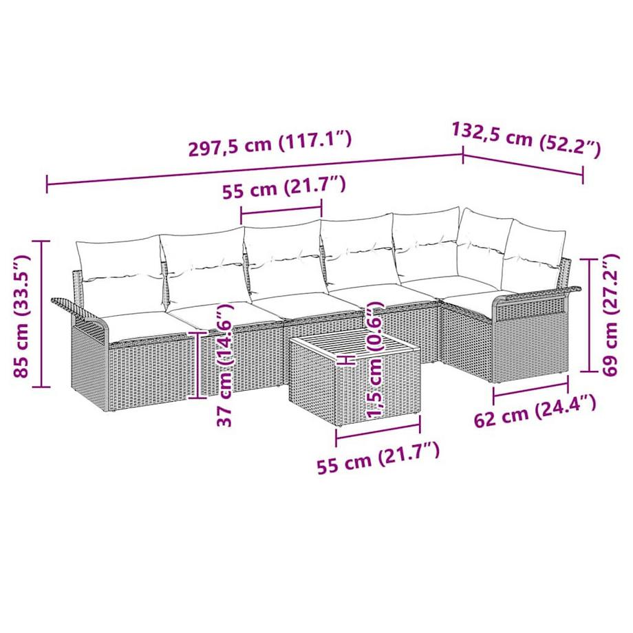 VidaXL Garten-sofa-set poly-rattan  