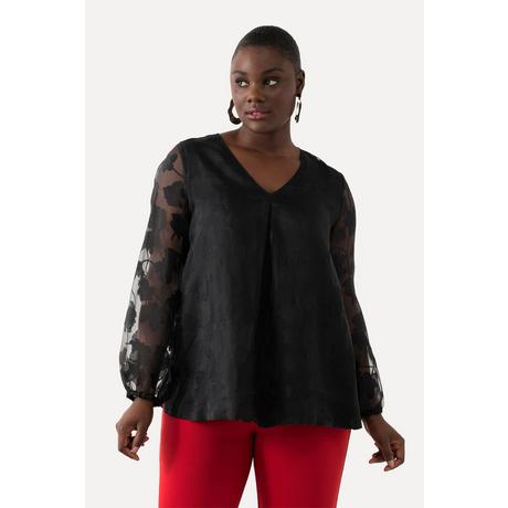 Ulla Popken  Blusa a doppio strato con scollo a V e maniche lunghe 