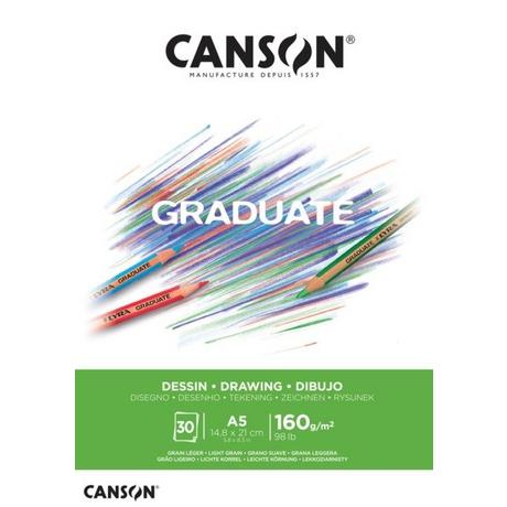 CANSON CANSON Zeichenblock Graduate A5 400110364 30 Blatt, Zeichnen, 160g  