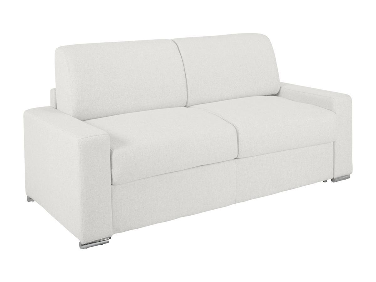 LINEA SOFA Schlafsofa mit Matratze 3-Sitzer Kunstleder - Weiß - Liegefläche mit Lattenrost: 140 cm - Matratzenhöhe: 14 cm mit Memory Schaum - CALITO  