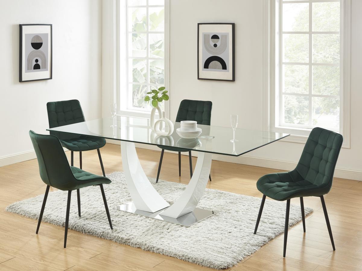 Vente-unique Sedia imbottita in Velluto e Metallo Nero Verde - Lotto di 6 - OLLUA  