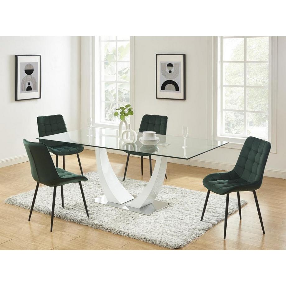 Vente-unique Polsterstuhl 6er-Set - Samt &es Metall - Grün - OLLUA  