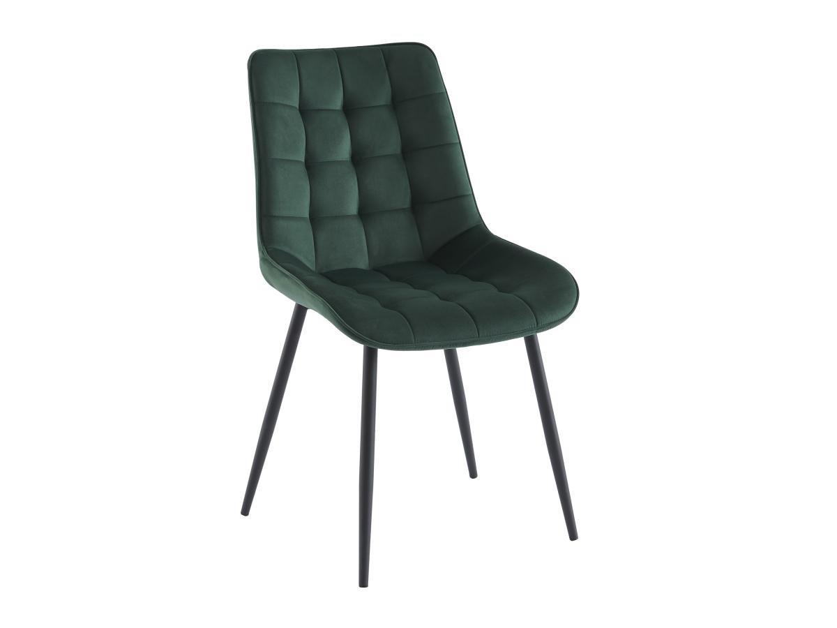 Vente-unique Lot de 6 chaises matelassées - Velours et métal noir - Vert - OLLUA  