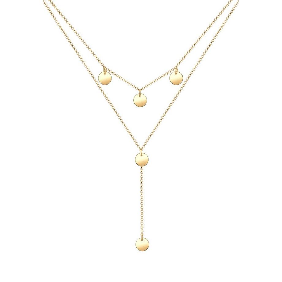 Elli  Collier Femmes Chaîne En Y Géo Couches Cercle Plaquette 