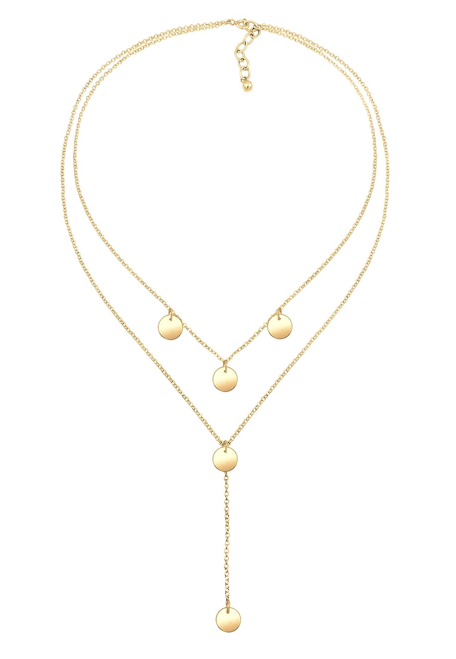 Elli  Halskette Y-Kette Geo Layer Plättchen 
