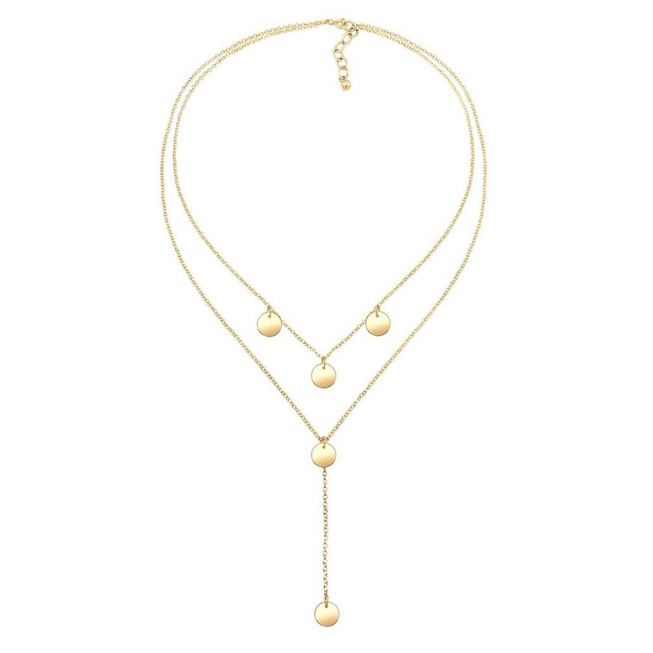 Elli  Collier Femmes Chaîne En Y Géo Couches Cercle Plaquette 