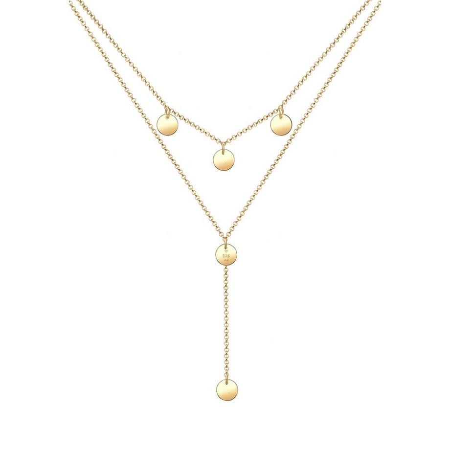 Elli  Collier Femmes Chaîne En Y Géo Couches Cercle Plaquette 