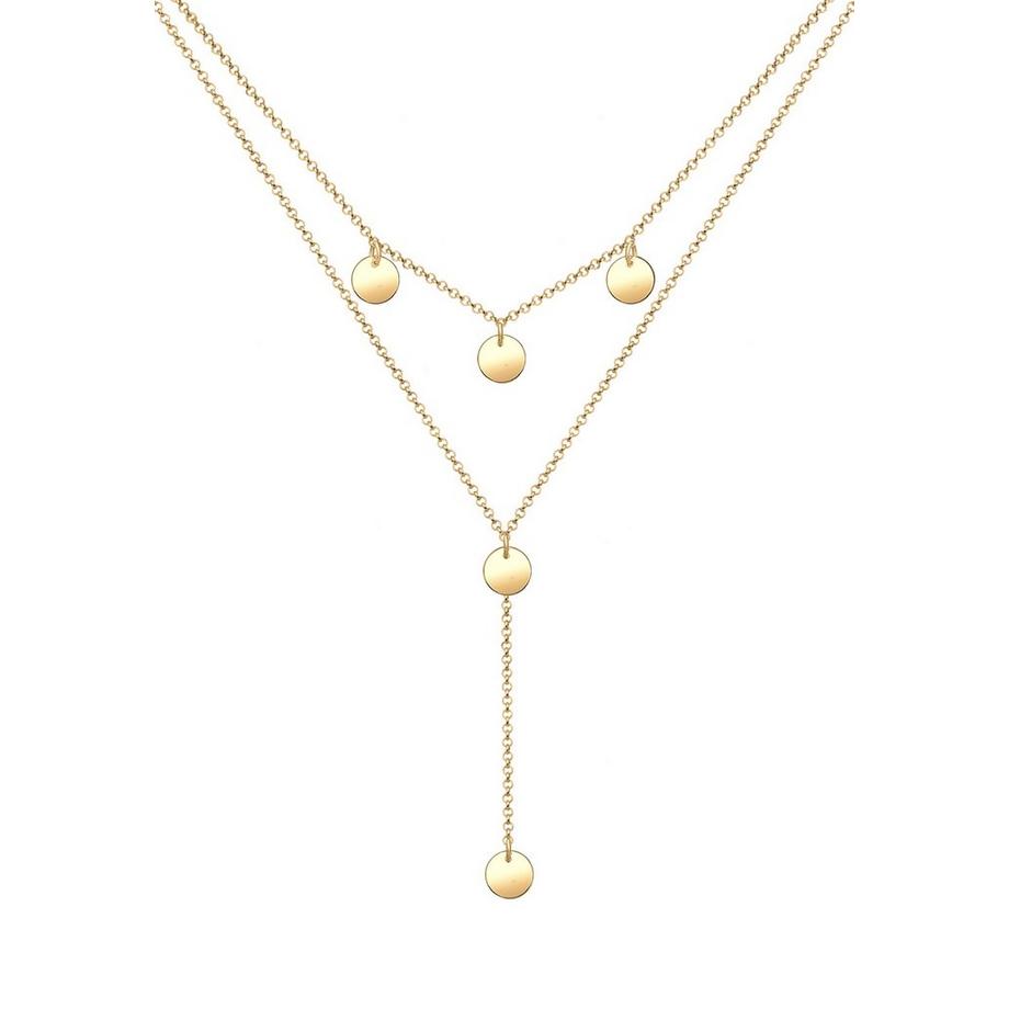 Collier Femmes Chaîne En Y Géo Couches Cercle Plaquette